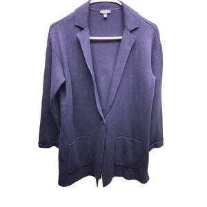 Talbots Petite Blue Open Cardigan Sweater with Pockets Size MP